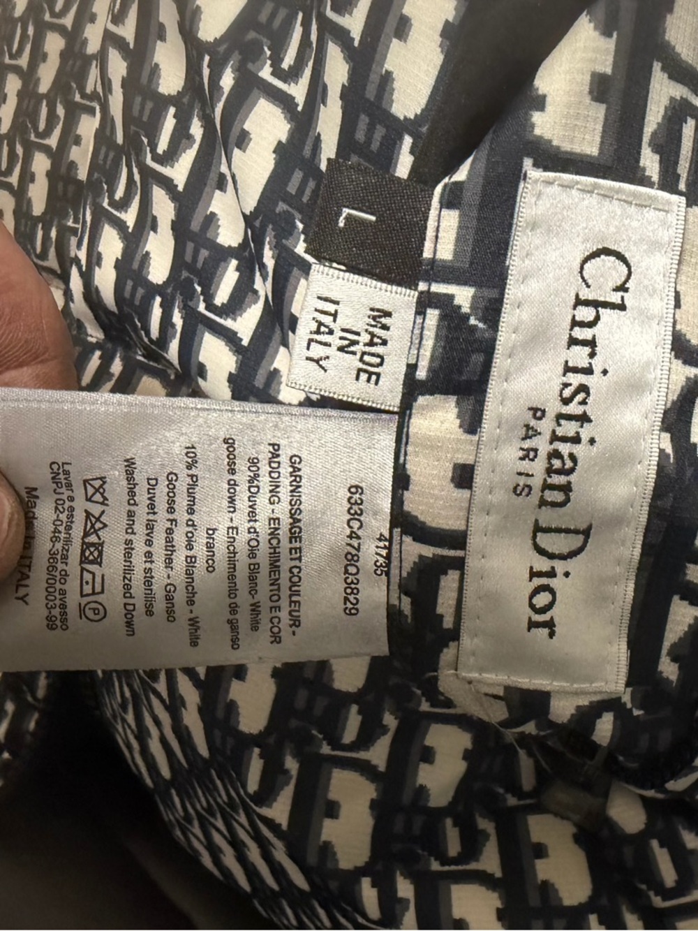 Dior Black and White Monogram Quilted Puffer Jacket